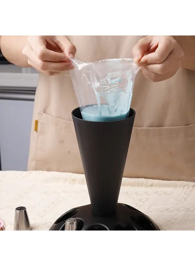 Durable Black Cake Stand Set With Blue Piping Tips Food Safe Plastic Baking Organizer - Image 2